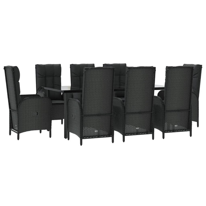 Set mobilier de grădină cu perne, 9 piese, negru, poliratan - WALTI WALTI
