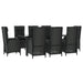 Set mobilier de grădină cu perne, 9 piese, negru, poliratan - WALTI WALTI