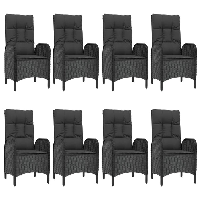 Set mobilier de grădină cu perne, 9 piese, negru, poliratan - WALTI WALTI