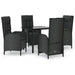 Set mobilier de grădină cu perne, 5 piese, negru, poliratan - WALTI WALTI