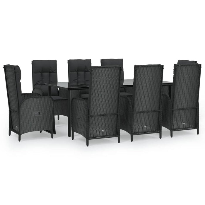 Set mobilier de grădină cu perne, 9 piese, negru, poliratan - WALTI WALTI