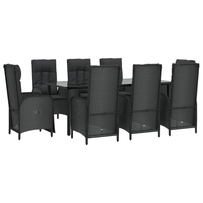 Set mobilier de grădină cu perne, 9 piese, negru, poliratan - WALTI WALTI