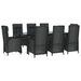 Set mobilier de grădină cu perne, 9 piese, negru, poliratan - WALTI WALTI