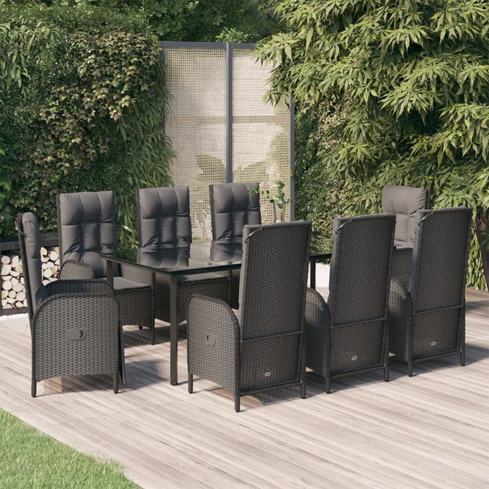 Set mobilier de grădină cu perne, 9 piese, negru, poliratan - WALTI WALTI