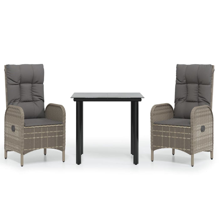 Set mobilier de grădină cu perne, 3 piese, negru/gri, poliratan - WALTI WALTI