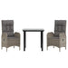 Set mobilier de grădină cu perne, 3 piese, negru/gri, poliratan - WALTI WALTI