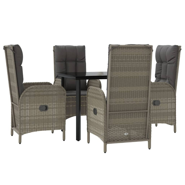 Set mobilier grădină cu perne, 5 piese, negru și gri, poliratan - WALTI WALTI