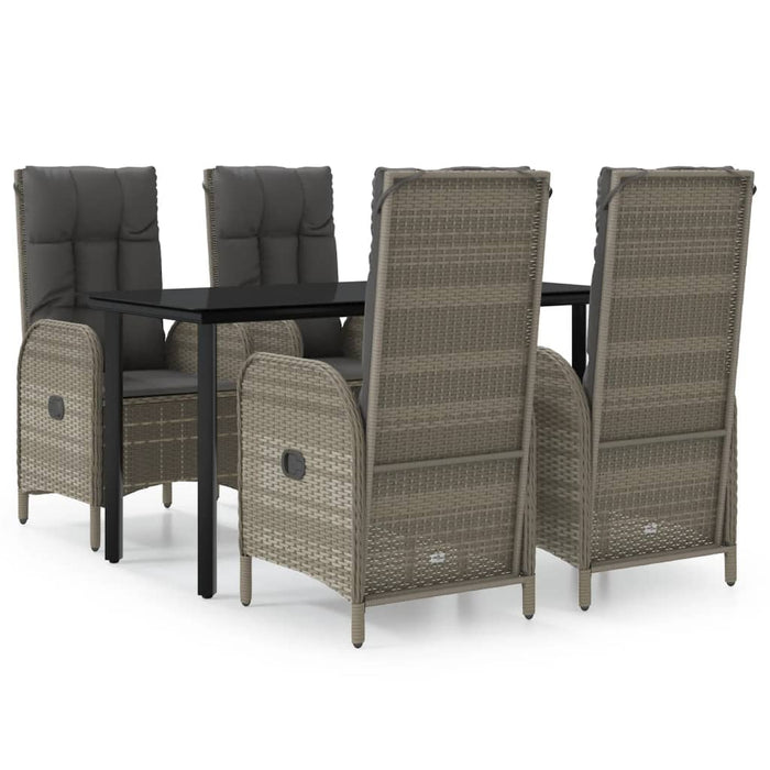 Set mobilier grădină cu perne, 5 piese, negru și gri, poliratan - WALTI WALTI