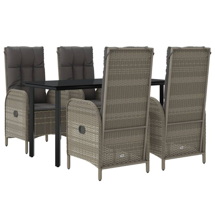 Set mobilier grădină cu perne, 5 piese, negru și gri, poliratan - WALTI WALTI