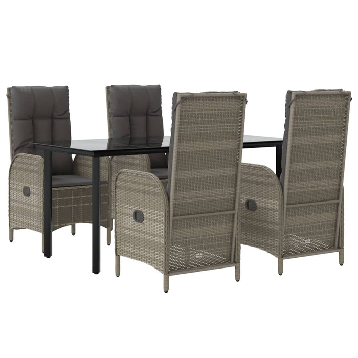 Set mobilier grădină cu perne, 5 piese, negru și gri, poliratan - WALTI WALTI