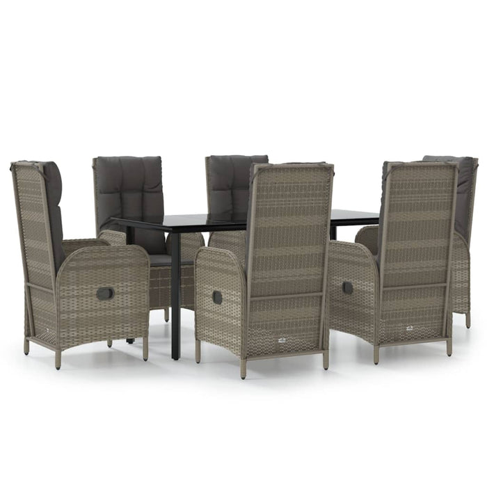 Set mobilier de grădină cu perne, 7 piese, negru/gri, poliratan - WALTI WALTI