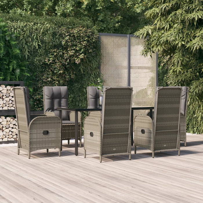 Set mobilier de grădină cu perne, 7 piese, negru/gri, poliratan - WALTI WALTI