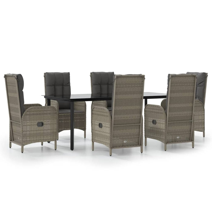 Set mobilier de grădină cu perne, 7 piese, negru/gri, poliratan - WALTI WALTI