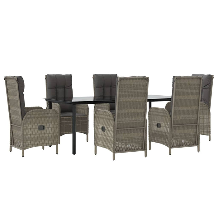 Set mobilier de grădină cu perne, 7 piese, negru/gri, poliratan - WALTI WALTI