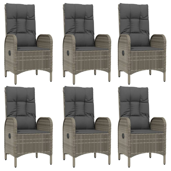 Set mobilier de grădină cu perne, 7 piese, negru/gri, poliratan - WALTI WALTI