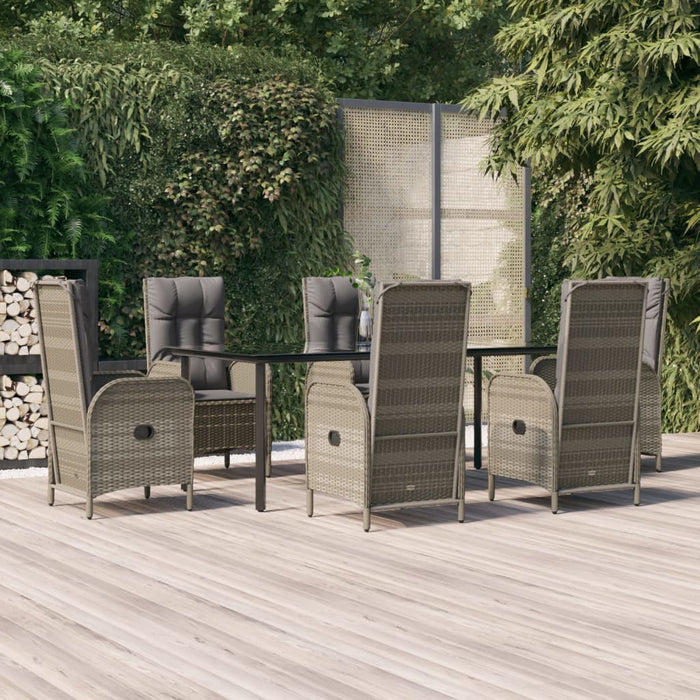 Set mobilier de grădină cu perne, 7 piese, negru/gri, poliratan - WALTI WALTI