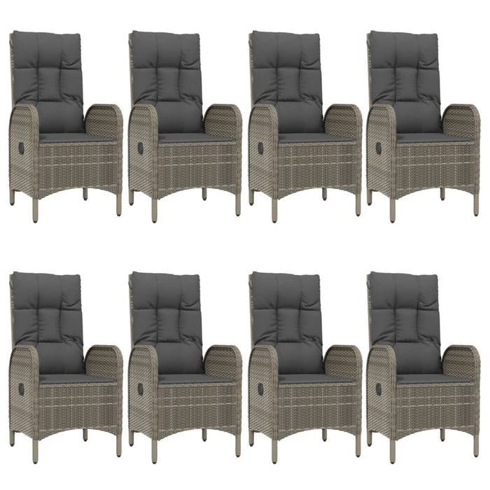 Set mobilier de grădină cu perne, 9 piese, negru/gri, poliratan WALTI