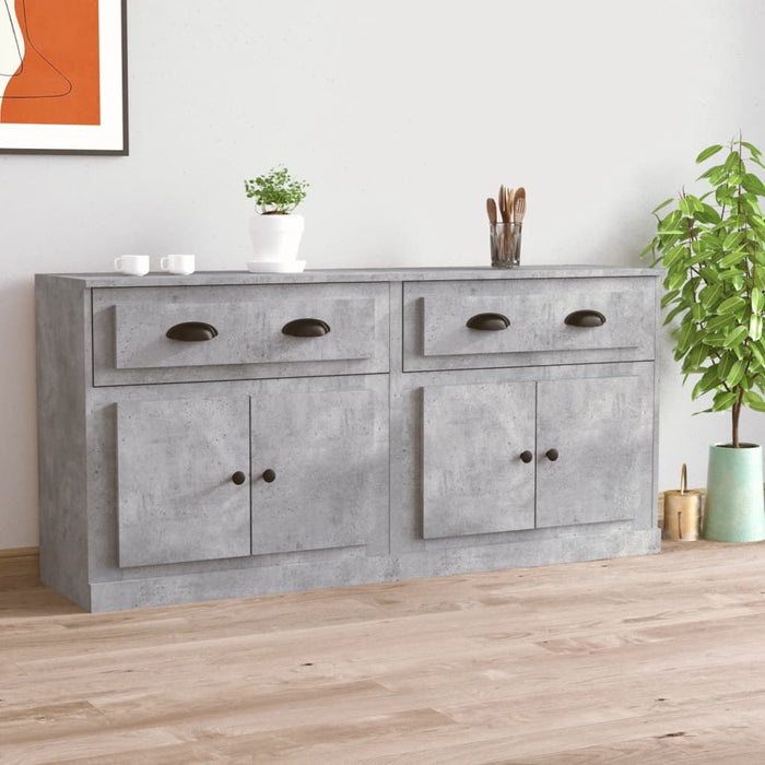 Servante, 2 piese, gri beton, lemn prelucrat - WALTI WALTI