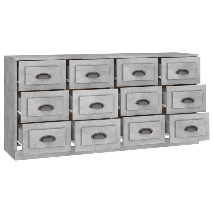 Servante, 2 piese, gri beton, lemn prelucrat - WALTI WALTI