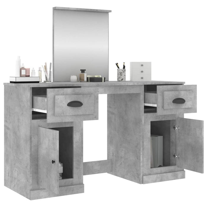 Masă de toaletă cu oglindă, gri beton, 130x50x132,5 cm - WALTI WALTI