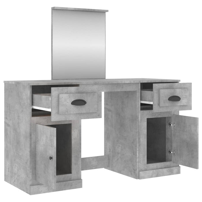 Masă de toaletă cu oglindă, gri beton, 130x50x132,5 cm - WALTI WALTI