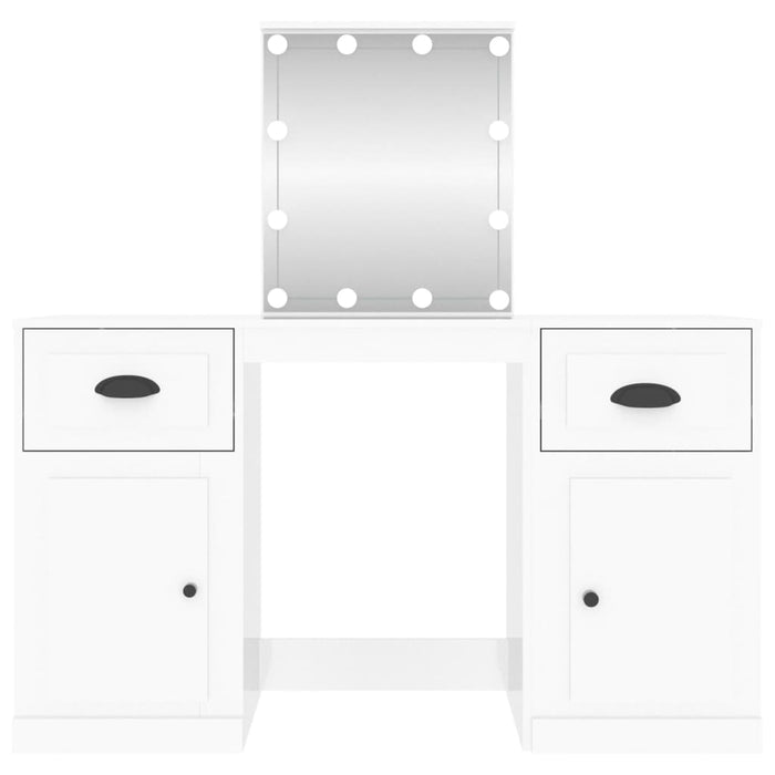 Masă de toaletă cu LED, alb extralucios, 130x50x132,5 cm WALTI