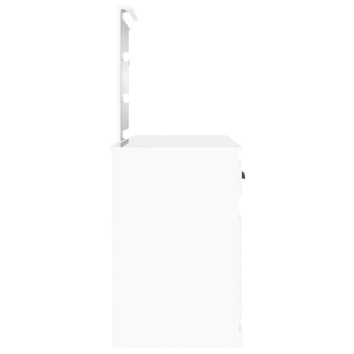 Masă de toaletă cu LED, alb extralucios, 130x50x132,5 cm WALTI
