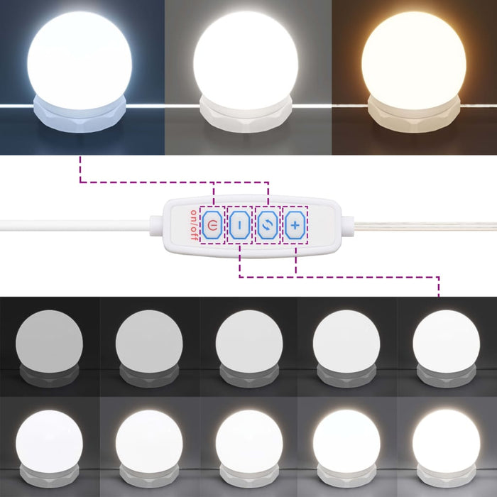 Masă de toaletă cu LED, alb extralucios, 130x50x132,5 cm WALTI