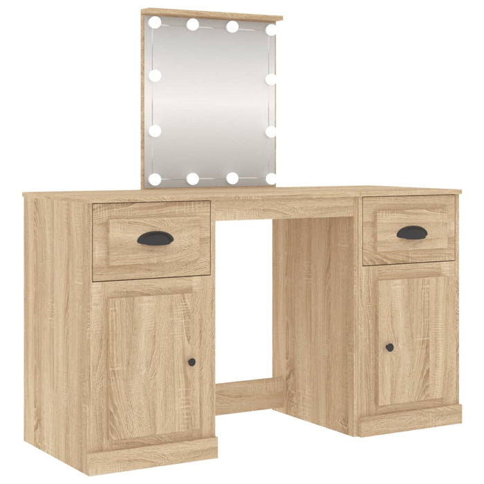 Masă de toaletă cu LED, stejar sonoma, 130x50x132,5 cm - WALTI WALTI