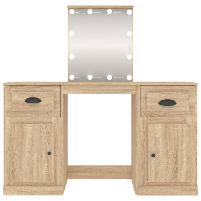 Masă de toaletă cu LED, stejar sonoma, 130x50x132,5 cm - WALTI WALTI