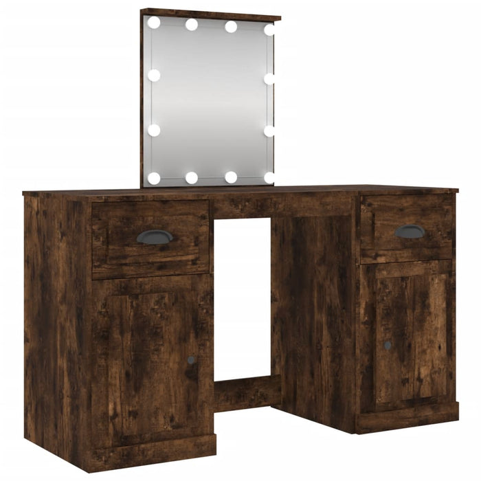 Masă de toaletă cu LED, stejar afumat, 130x50x132,5 cm - WALTI WALTI