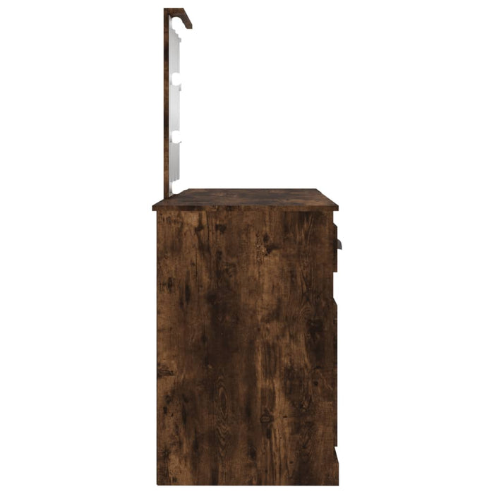 Masă de toaletă cu LED, stejar afumat, 130x50x132,5 cm - WALTI WALTI