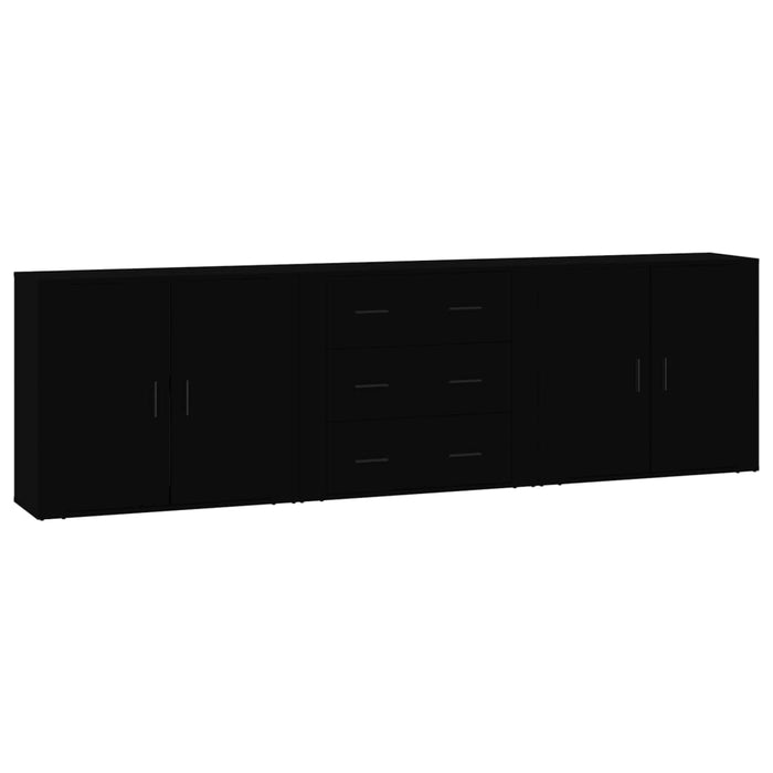 Servante, 3 piese, negru, lemn prelucrat WALTI