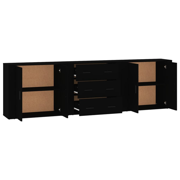 Servante, 3 piese, negru, lemn prelucrat WALTI