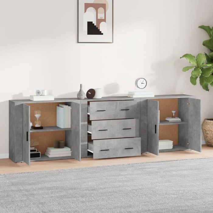 Servante, 3 piese, gri beton, lemn prelucrat - WALTI WALTI