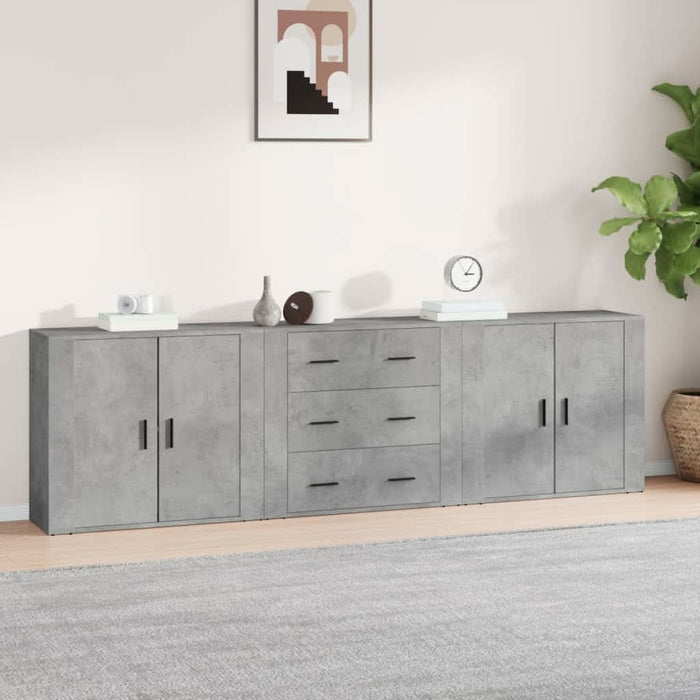 Servante, 3 piese, gri beton, lemn prelucrat - WALTI WALTI