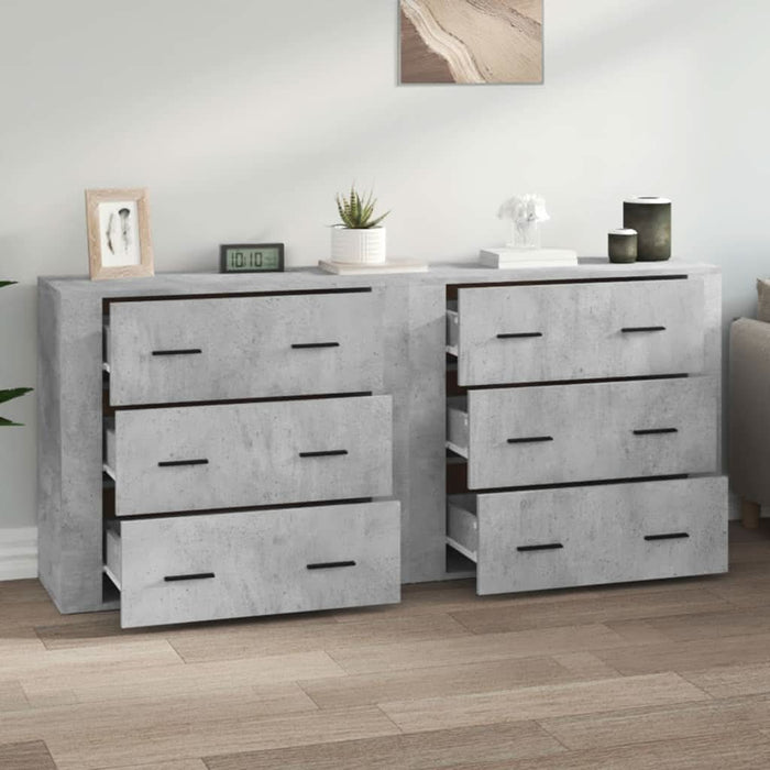 Servante, 2 piese, gri beton, lemn prelucrat - WALTI WALTI