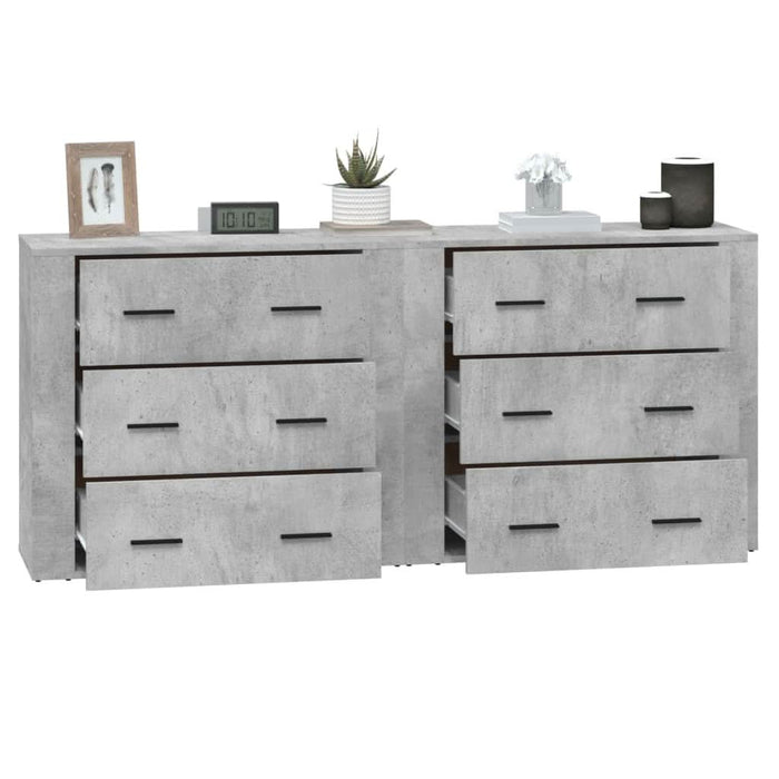 Servante, 2 piese, gri beton, lemn prelucrat - WALTI WALTI
