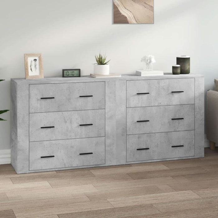 Servante, 2 piese, gri beton, lemn prelucrat - WALTI WALTI