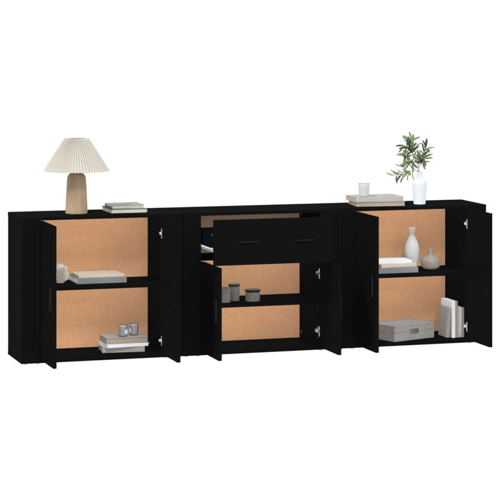 Servante, 3 piese, negru, lemn prelucrat WALTI