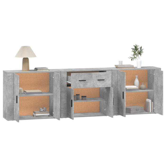 Servante, 3 piese, gri beton, lemn prelucrat - WALTI WALTI