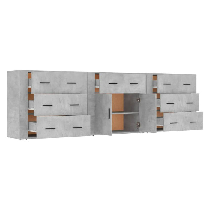 Servante, 3 piese, gri beton, lemn prelucrat - WALTI WALTI