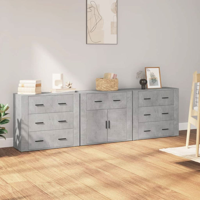 Servante, 3 piese, gri beton, lemn prelucrat - WALTI WALTI