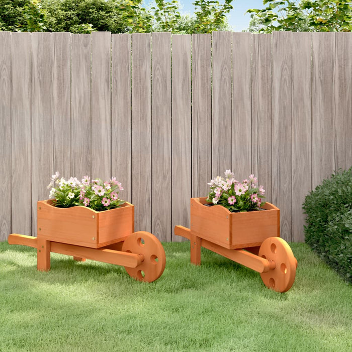 Jardiniere tip roabă, 2 buc., 47x15x19 cm, lemn masiv de brad - WALTI WALTI