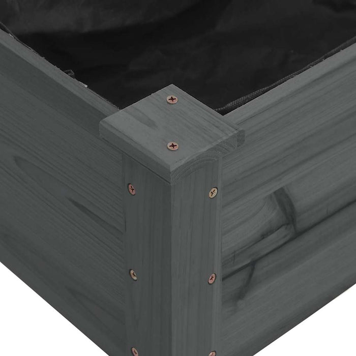Strat grădină înălțat cu căptușeală gri 120x120x25 cm lemn brad - WALTI WALTI