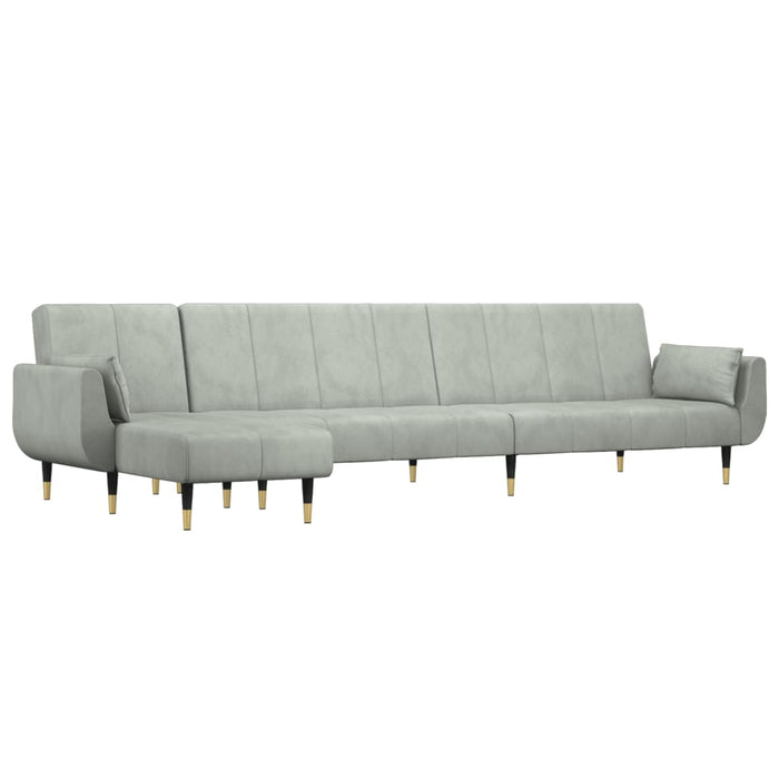 Canapea extensibilă în formă de L gri 275x140x70 cm catifea - WALTI WALTI