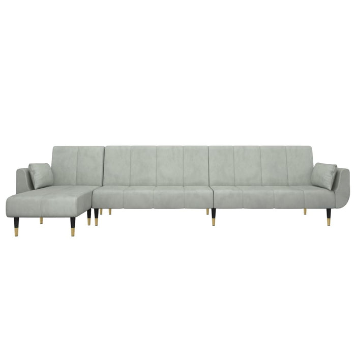 Canapea extensibilă în formă de L gri 275x140x70 cm catifea - WALTI WALTI