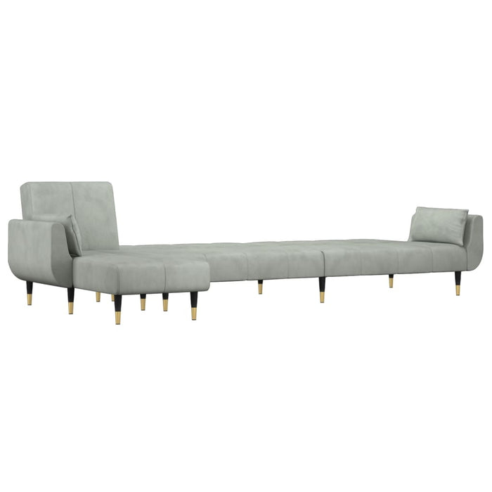 Canapea extensibilă în formă de L gri 275x140x70 cm catifea - WALTI WALTI