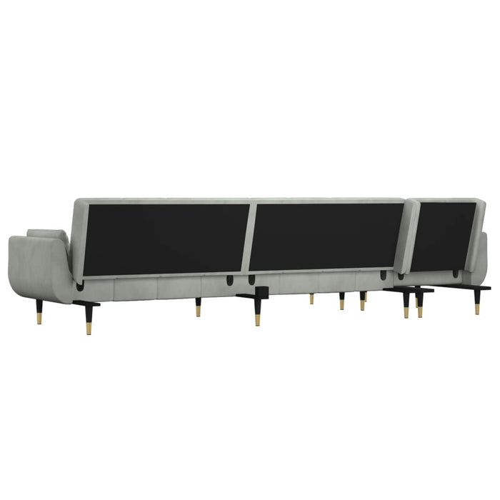 Canapea extensibilă în formă de L gri 275x140x70 cm catifea - WALTI WALTI