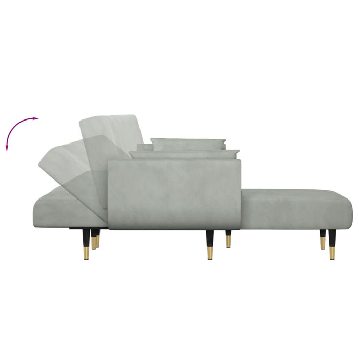 Canapea extensibilă în formă de L gri 275x140x70 cm catifea - WALTI WALTI